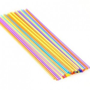 BESTOMZ 50pcs Two Colors Thread Pattern Reusable Plastic Thick Drinking Straws Mason Jar Straws Mixed Colors 